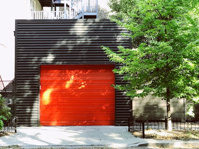 red garage door